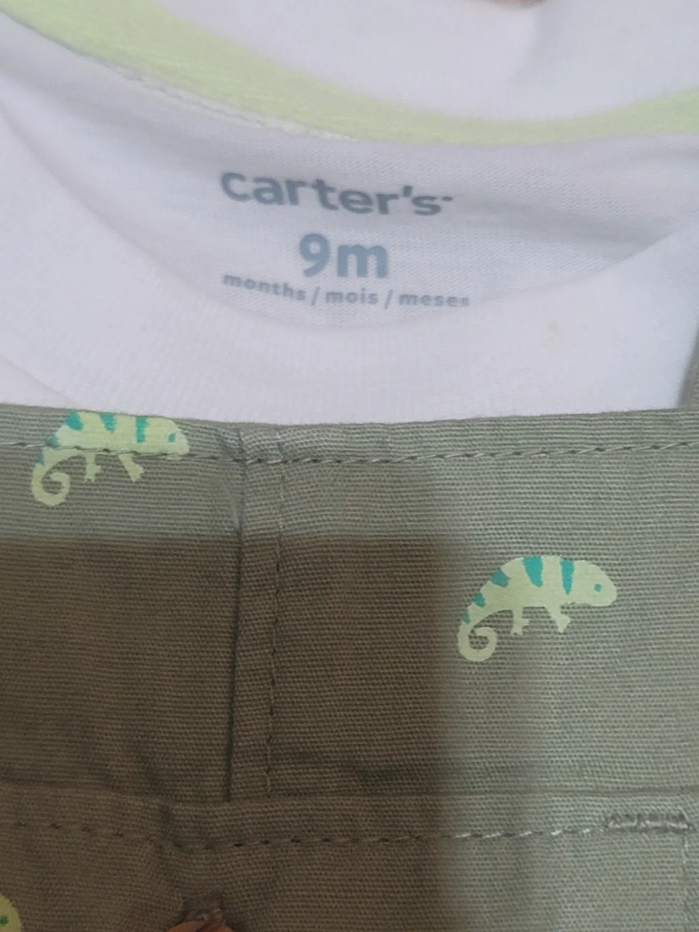 9M 2 Piece Set Carter's Olive Green Printed Baby Overalls
